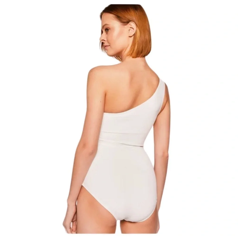 Michael Kors Women White Embellished One-Shoulder One-Piece Swimsuit Size US 16